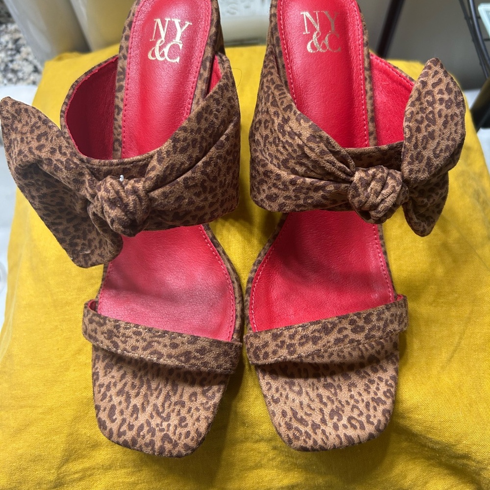 New York & Company Red and Brown Leopard Sandals